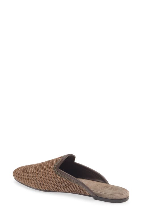 Brunello Cucinelli Raffia Monili Loafer Mules In C193 Dark Beige