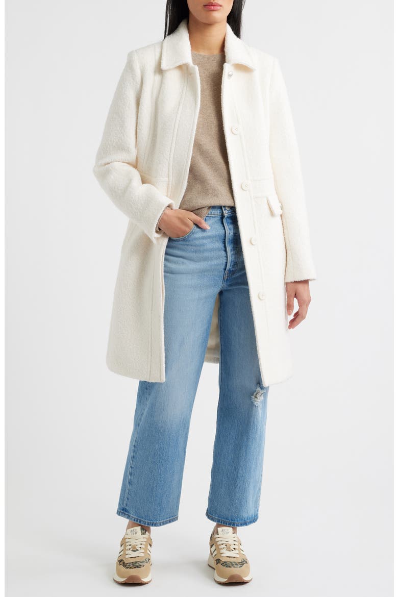 Bouclé Longline Coat, Alternate, color, IVORY
