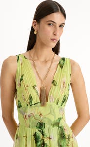 Oscar de la Renta Rattan Chandelier Pendant Necklace