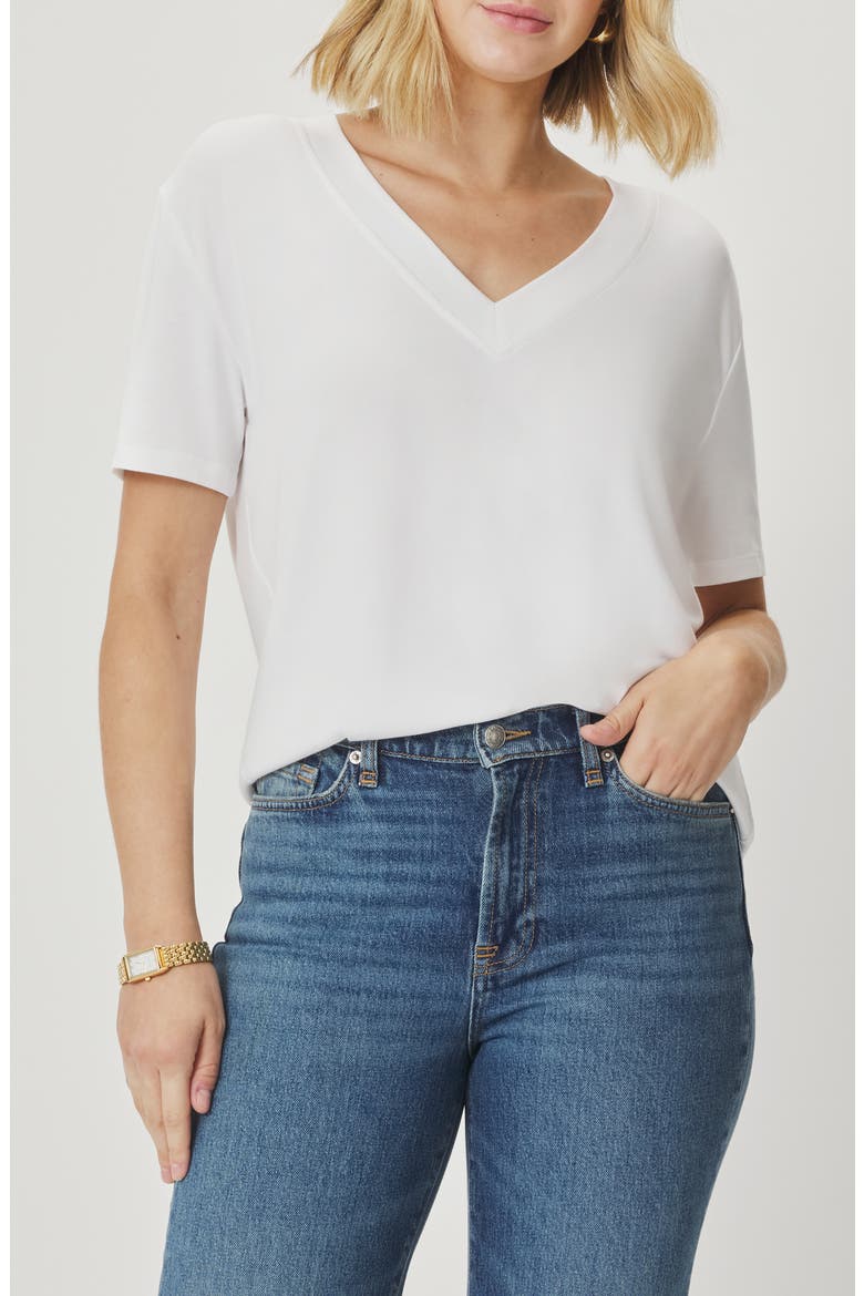 Kacey V-Neck Short Sleeve T-Shirt, Main, color, WHITE