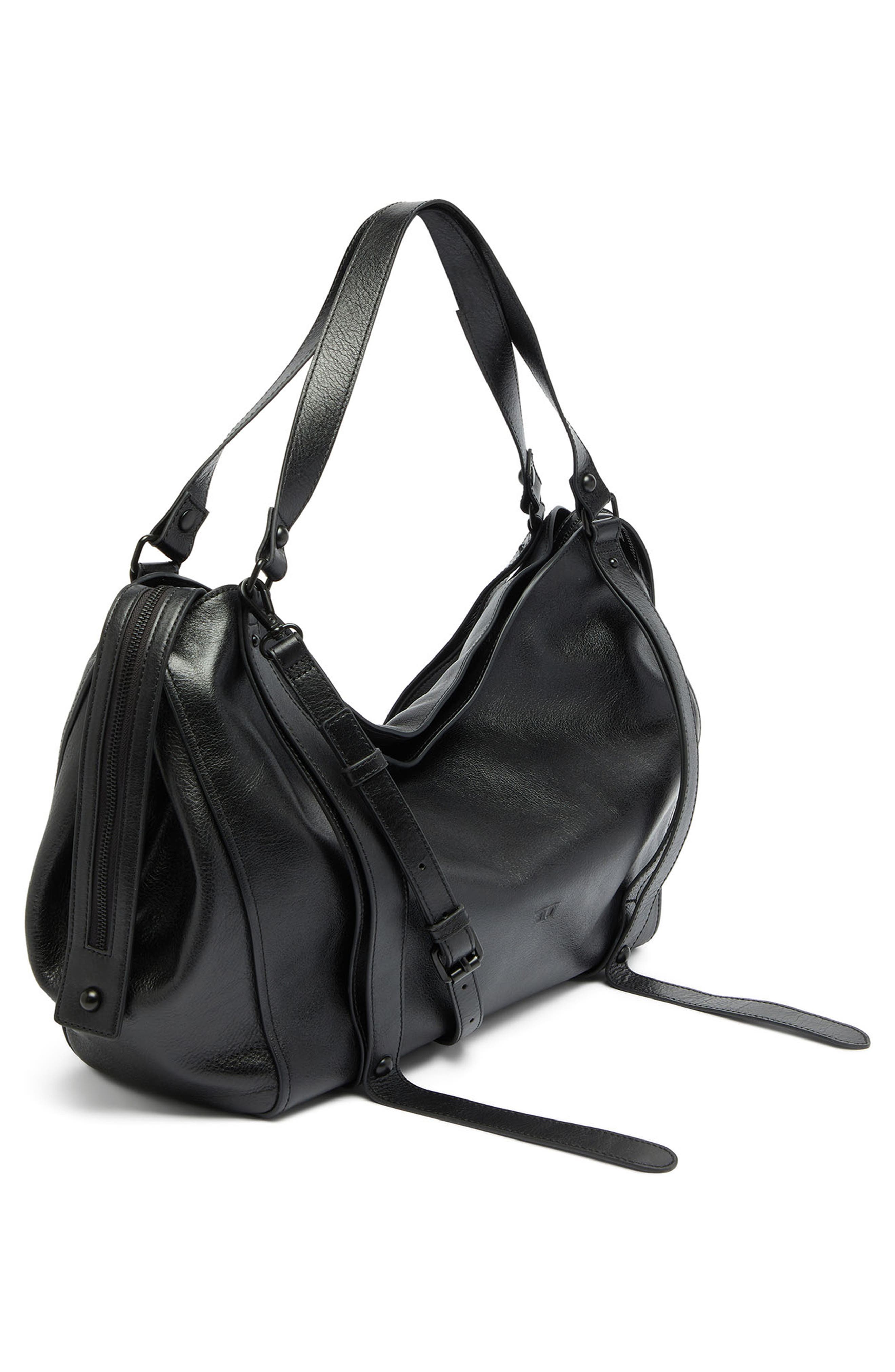 D-One Top Handle Leather Bag, Alternate, color, BLACK