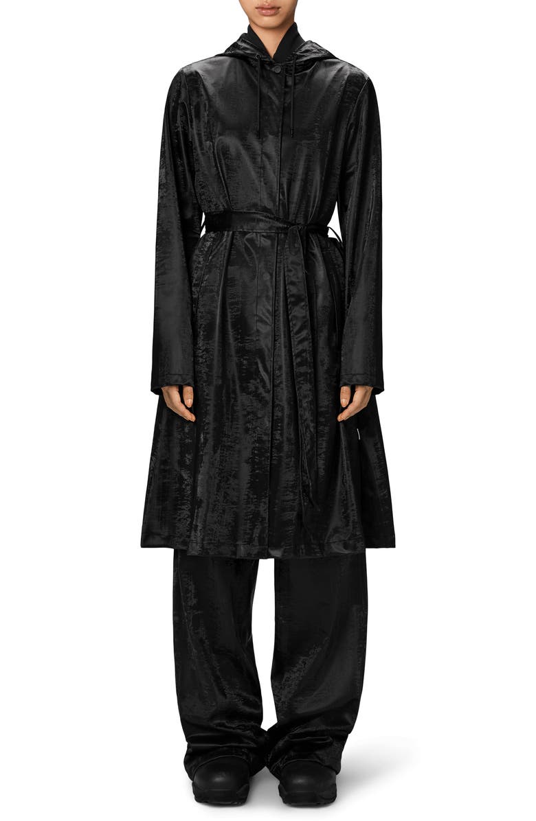 Rains Waterproof A-Line Long Raincoat, Main, color, Coal