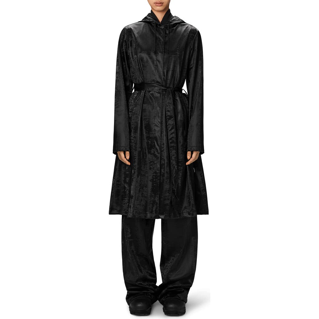 Rains Waterproof A-line Long Raincoat In Black