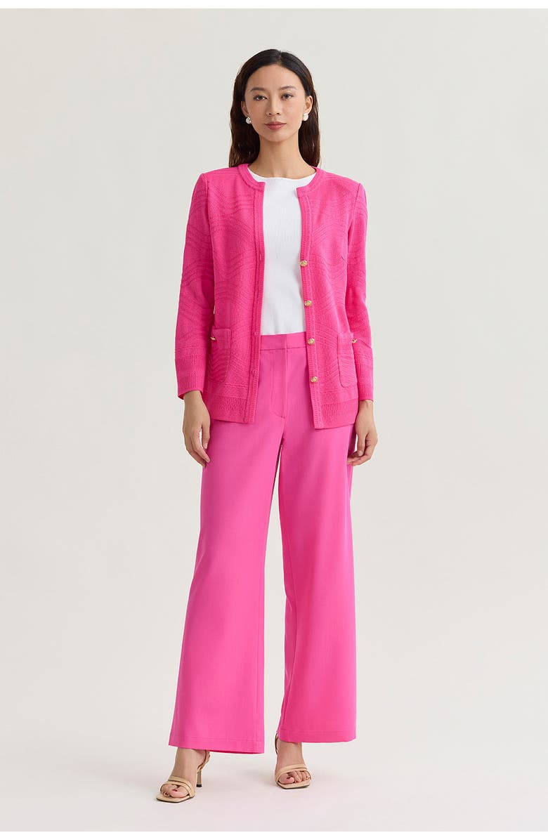 Ming Wang Heritage Tonal Textured Wave Knit Jacket, Main, color, Carmine Rose