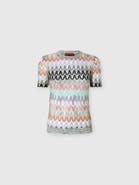 Missoni Crew-neck T-shirt In Cotton And Viscose Lamé With Lace Motif