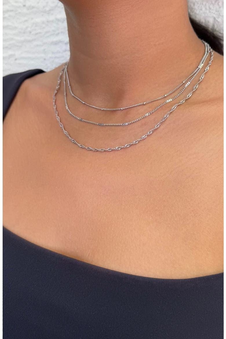 Set of 3 Assorted Chain Necklaces, Alternate, color, SILVER