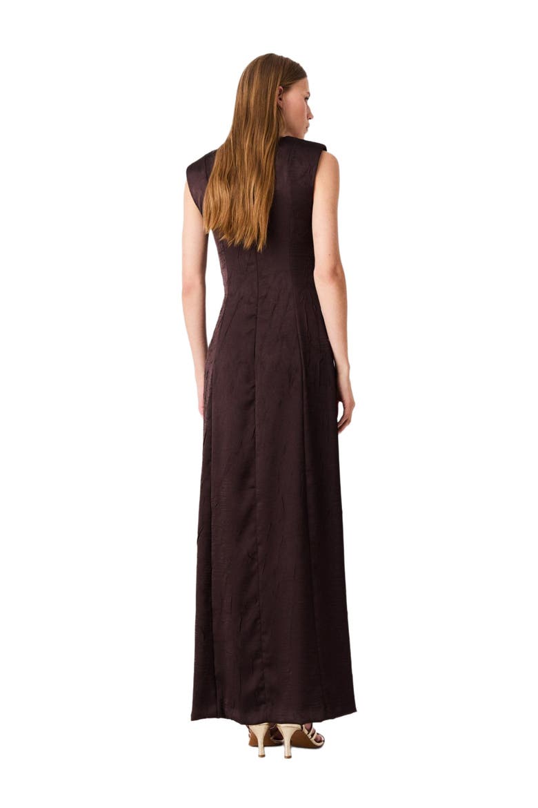 Satin-effect draped maxi dress, Alternate, color, Brown