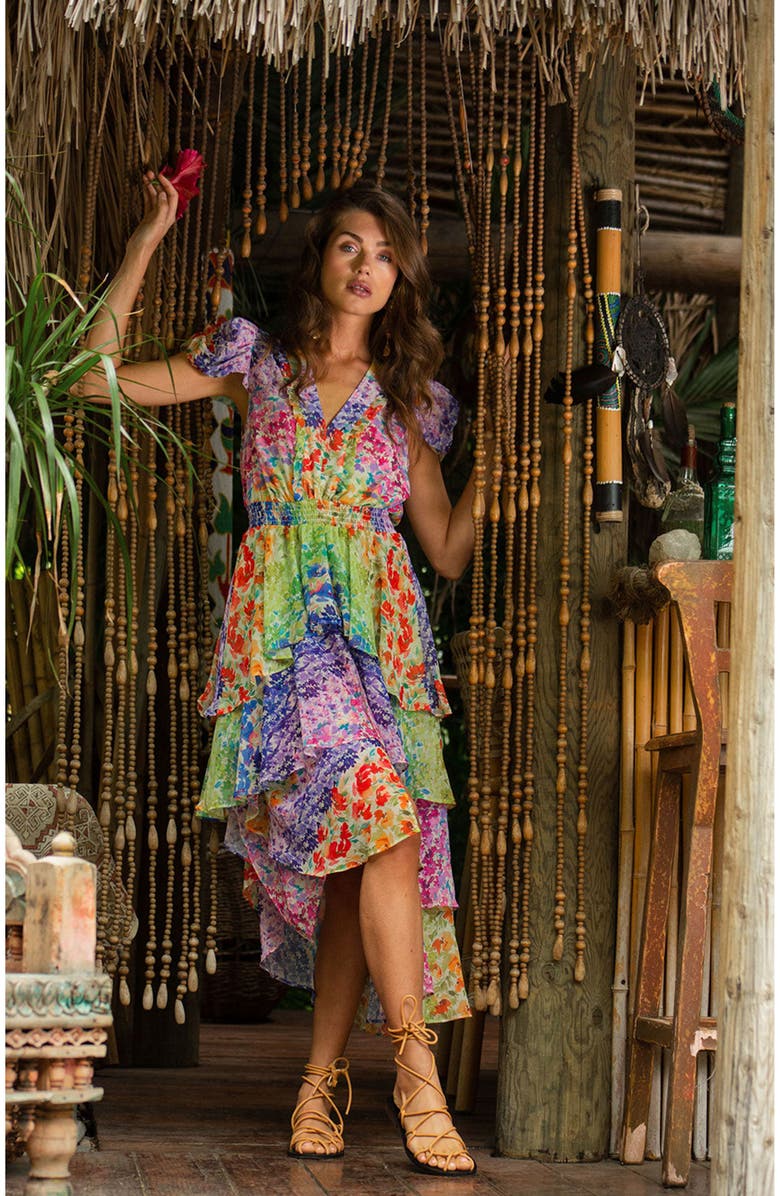 Hale Bob Lainey Tiered Chiffon Dress, Main, color,