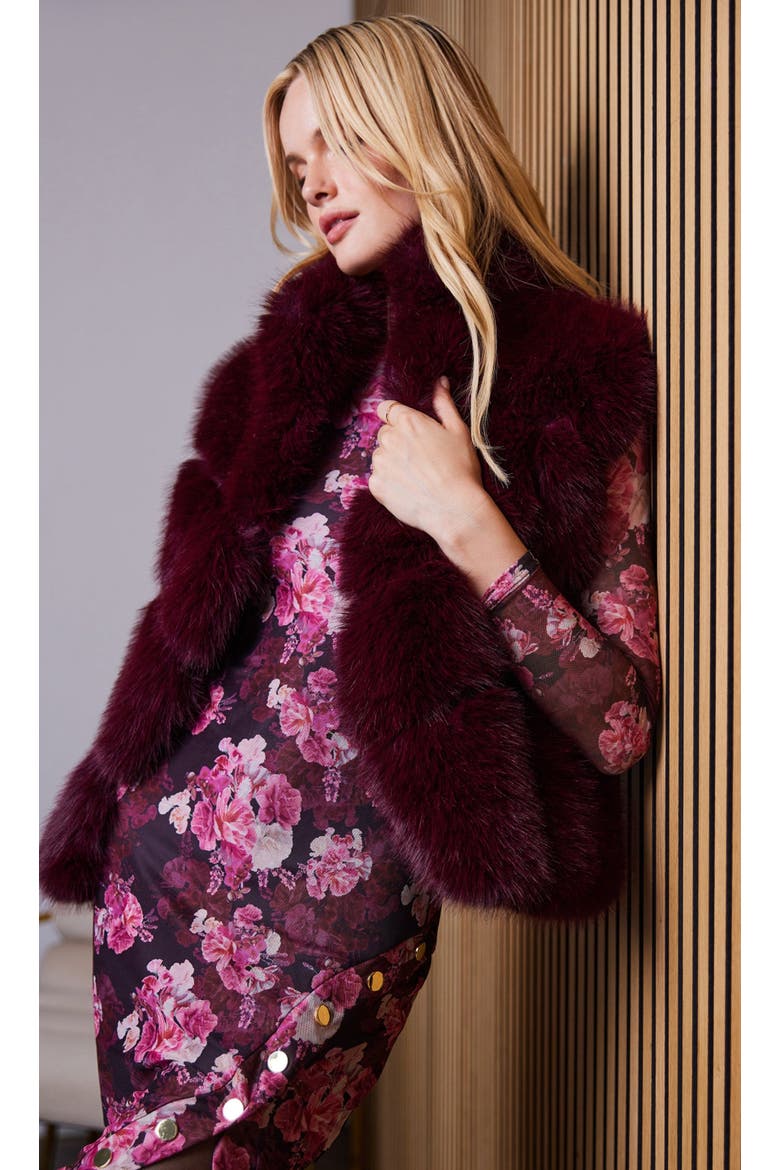 Rosario Faux Fur Vest, Alternate, color, Red