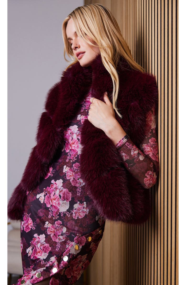 Generation Love Rosario Faux Fur Vest, Alternate, color, Red