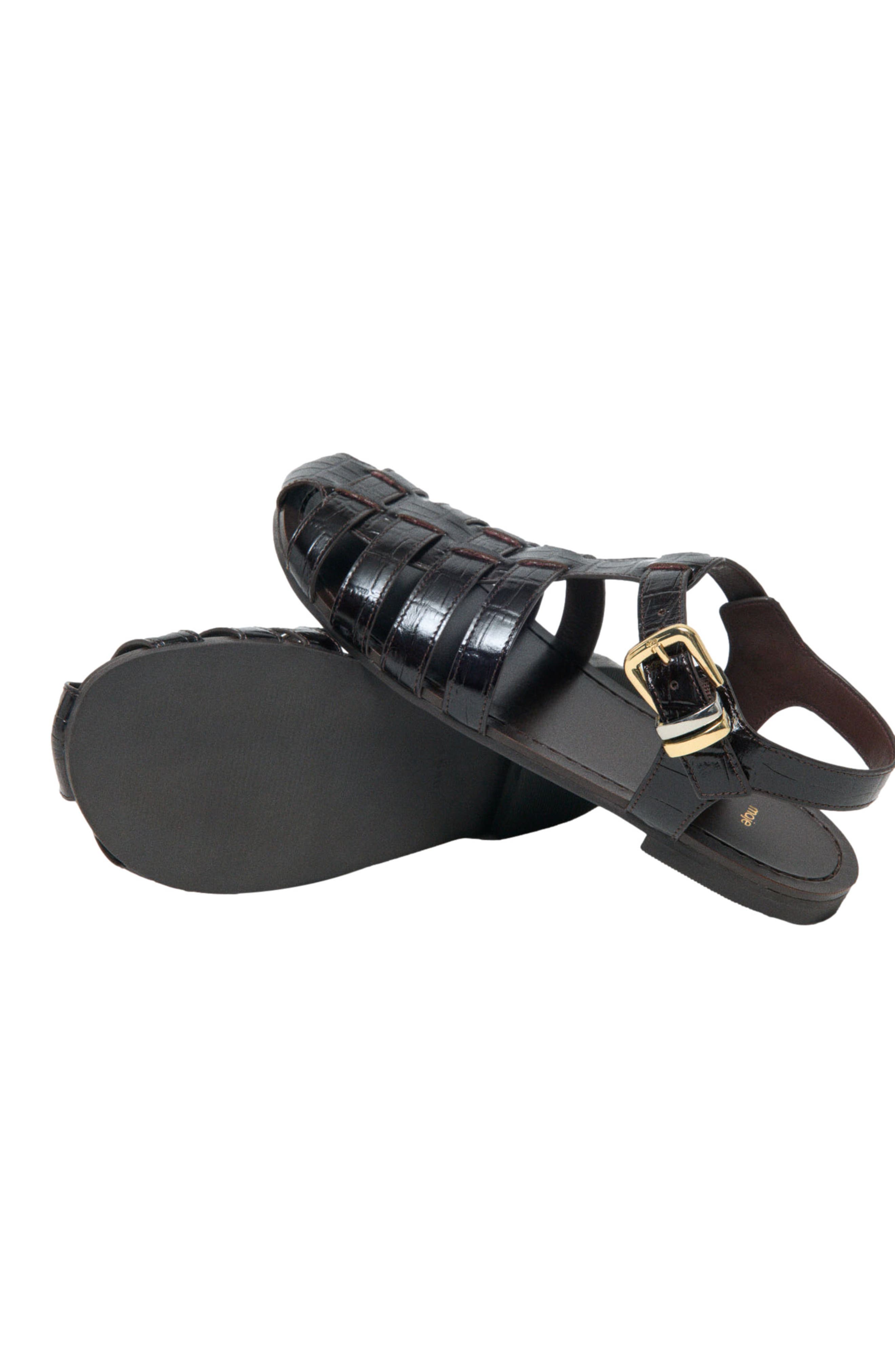maje Multi-strap leather sandals, Alternate, color, Brown
