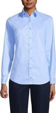 Lands' End School Uniform No Gape Long Sleeve Stretch Shirt