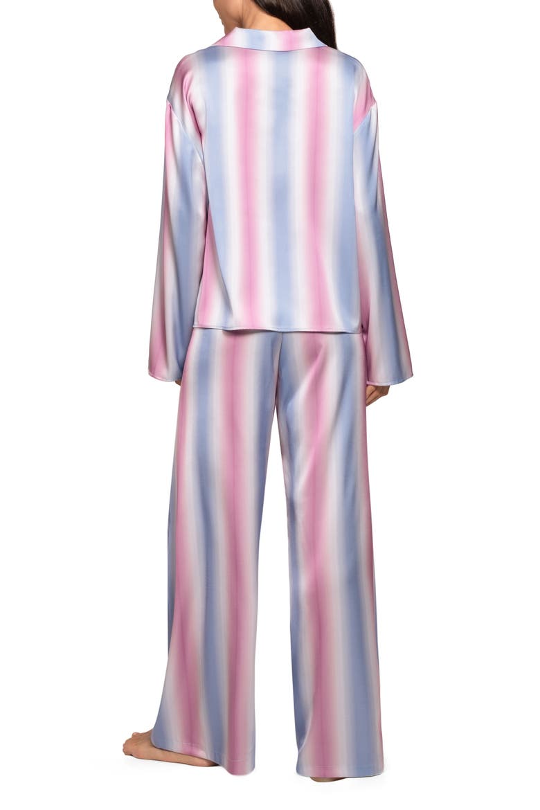 Stripe Satin Pajamas, Alternate, color, BLUE/ PINK