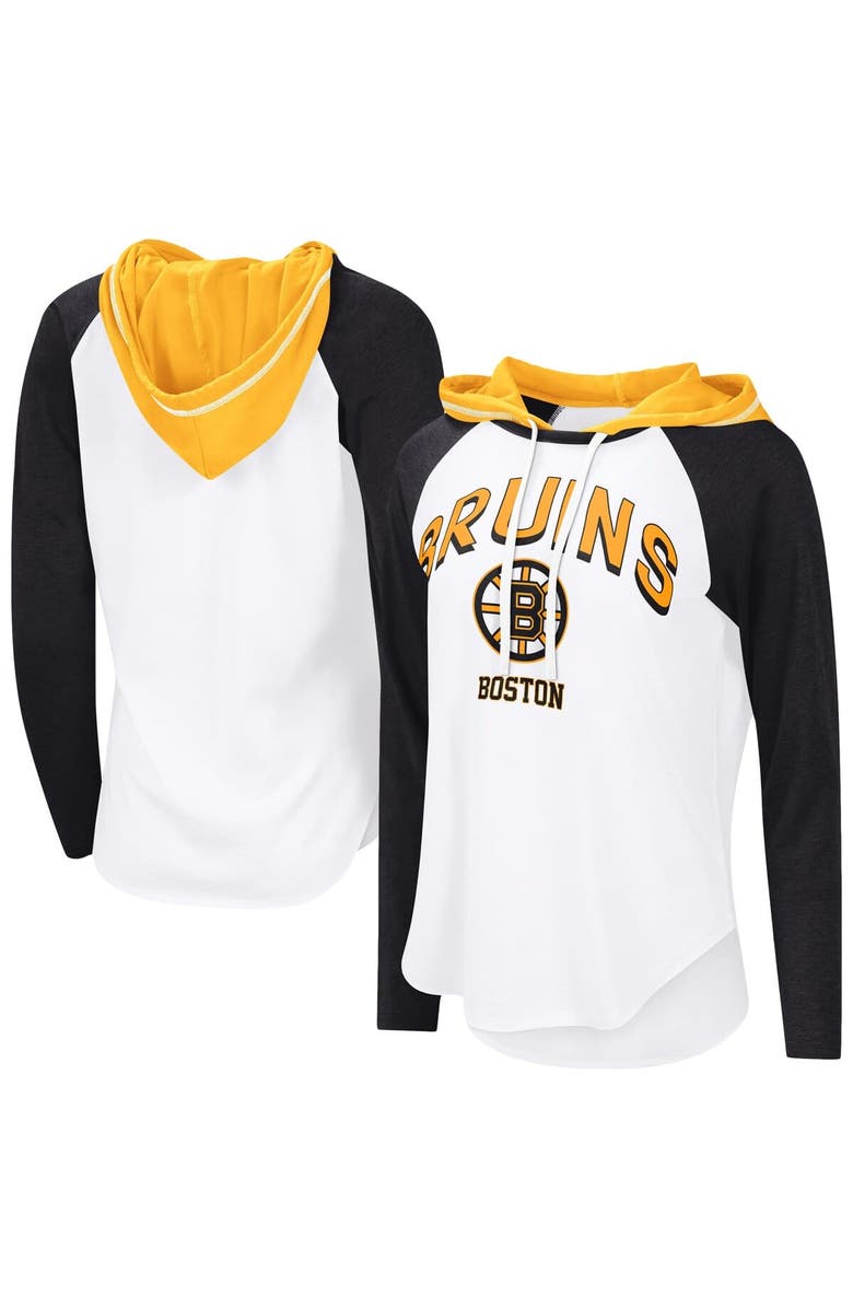 G-III 4HER BY CARL BANKS Women's G-III 4Her by Carl Banks  White Boston Bruins VIP Raglan Long Sleeve Hoodie T-Shirt, Main, color, White