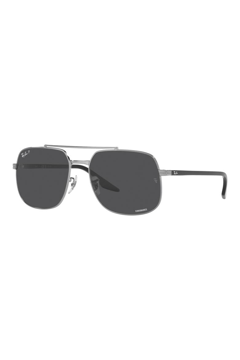 56mm Polarized Square Sunglasses, Alternate, color, GUNMETAL