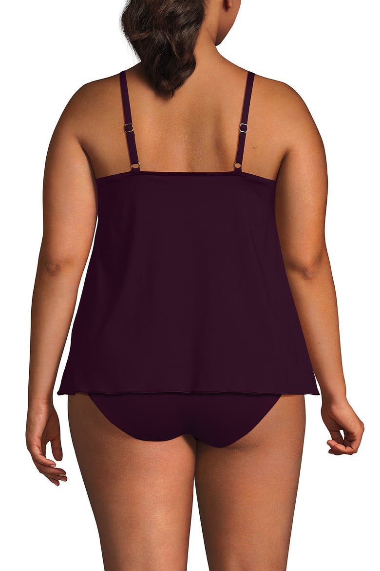 Plus Size DDD-Cup Tulip Hem Tankini Top, Alternate, color, Dark Wine