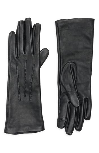 Cole Haan Leather Points Gloves In Black