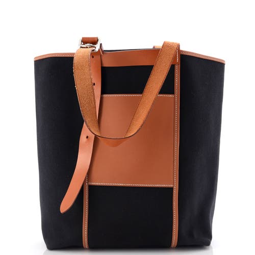 Pre-owned Hermes  Hermes Etriviere Pocket Tote Toile And Leather 27 In Black