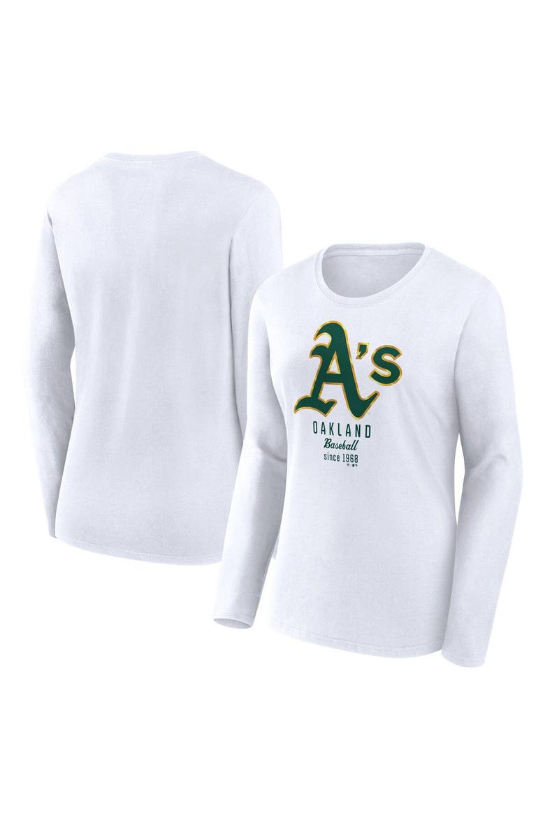 Women's Fanatics Branded  White Oakland Athletics Lightweight Fitted Long Sleeve T-Shirt, Main, color, White