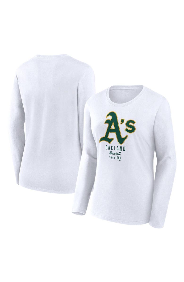 FANATICS Women's Fanatics Branded  White Oakland Athletics Lightweight Fitted Long Sleeve T-Shirt, Main, color, White