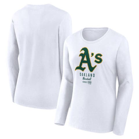 Women's Fanatics Branded  White Oakland Athletics Lightweight Fitted Long Sleeve T-Shirt
