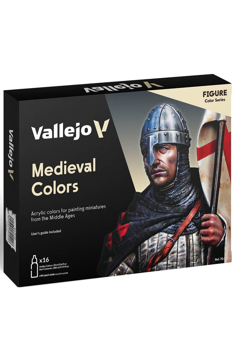 Vallejo Model Color Set Medieval 16 Paints, 18ml Bottles, Miniature & Figure, Main, color, Multicolored
