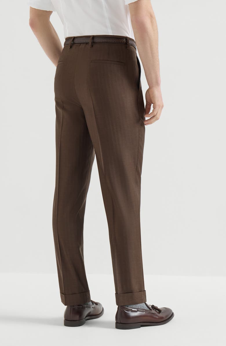 Brunello Cucinelli Virgin wool trousers, Alternate, color, Brown