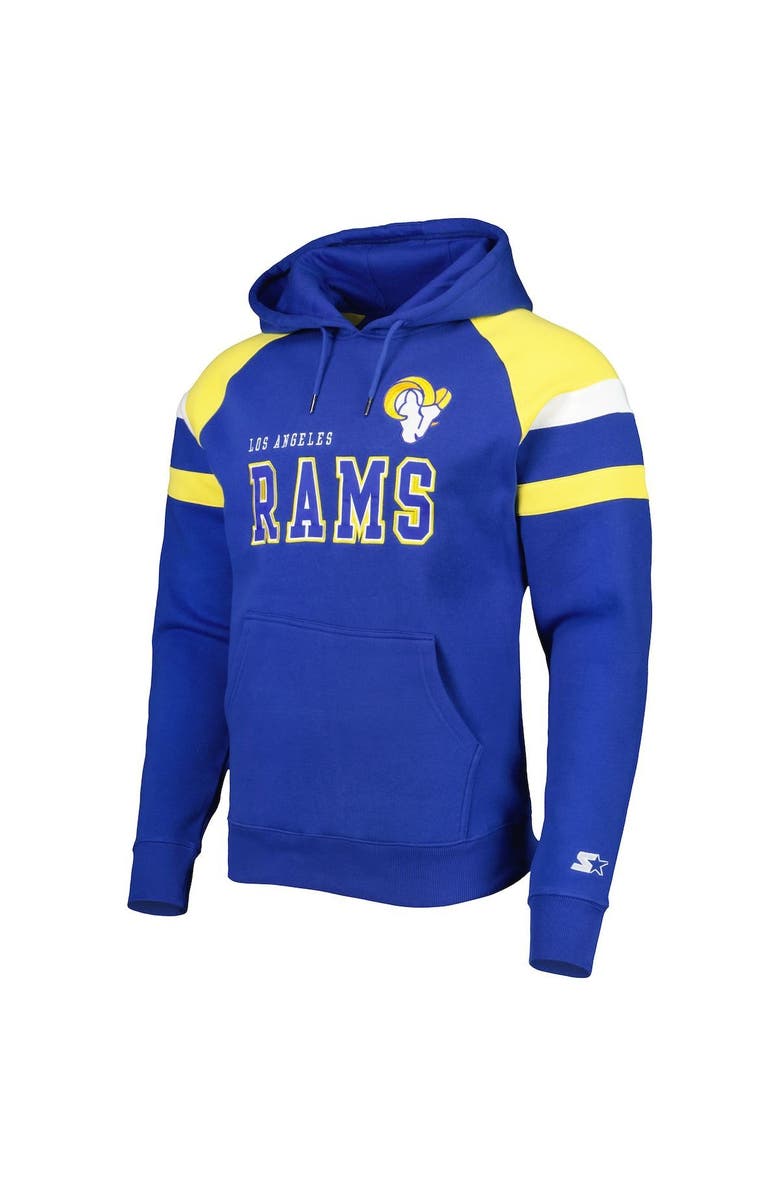 STARTER Men's Starter Royal Los Angeles Rams Draft Fleece Raglan Pullover Hoodie, Alternate, color, 