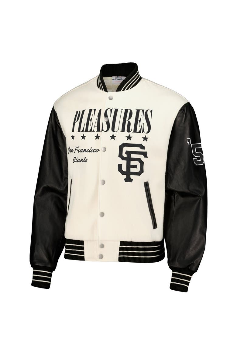 Men's PLEASURES White San Francisco Giants Full-Snap Varsity Jacket, Alternate, color, White