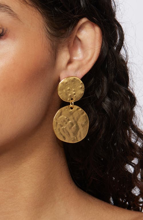 Kenneth Jay Lane Double Coin Drop Earrings In Gold