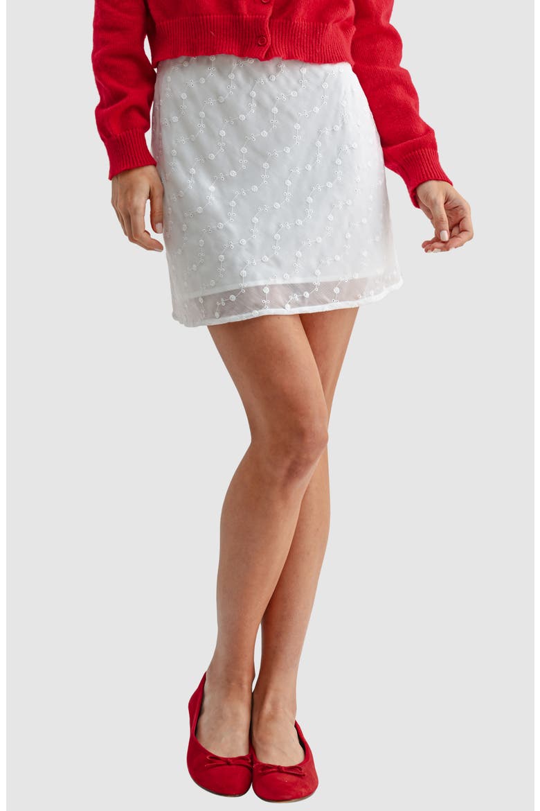Embroidered Eyelet Miniskirt, Main, color, WHITE EMBO