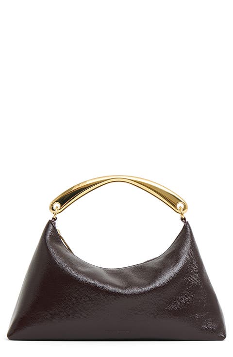Rhea Metal Handle Naplak Leather Handbag