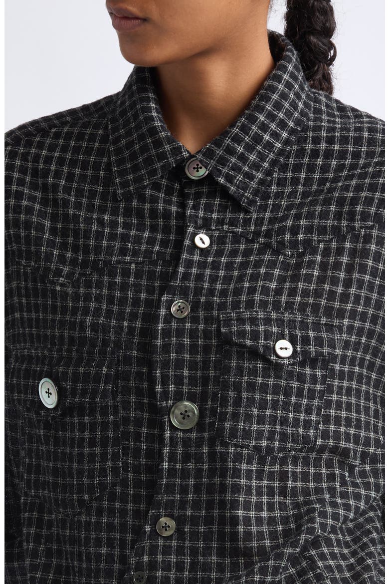 Check Wool Blend Button Up Shirt, Alternate, color, BLACK CHECK