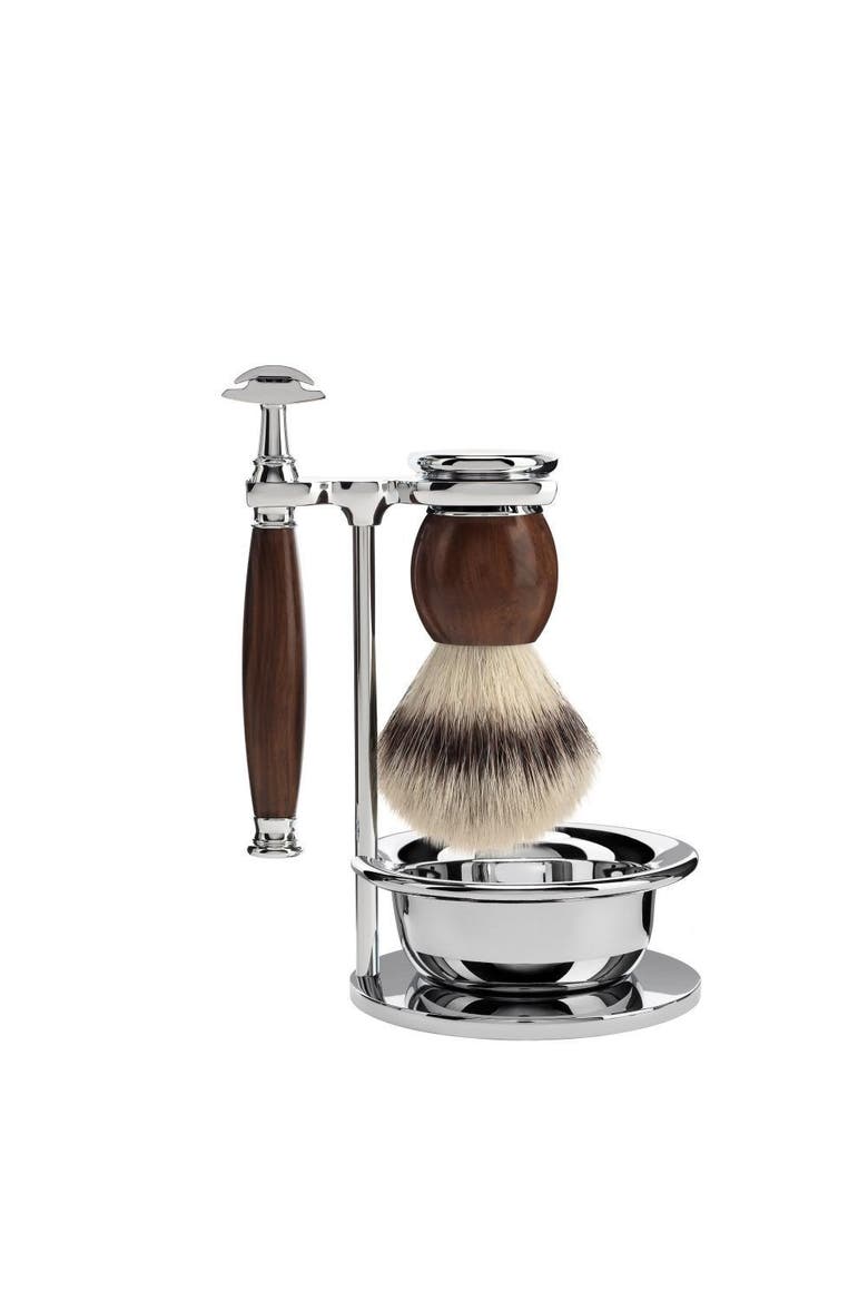 Sophist Ironwood 4-piece Silvertip Fiber & Safety Razor Shaving Set, Main, color, Ironwood