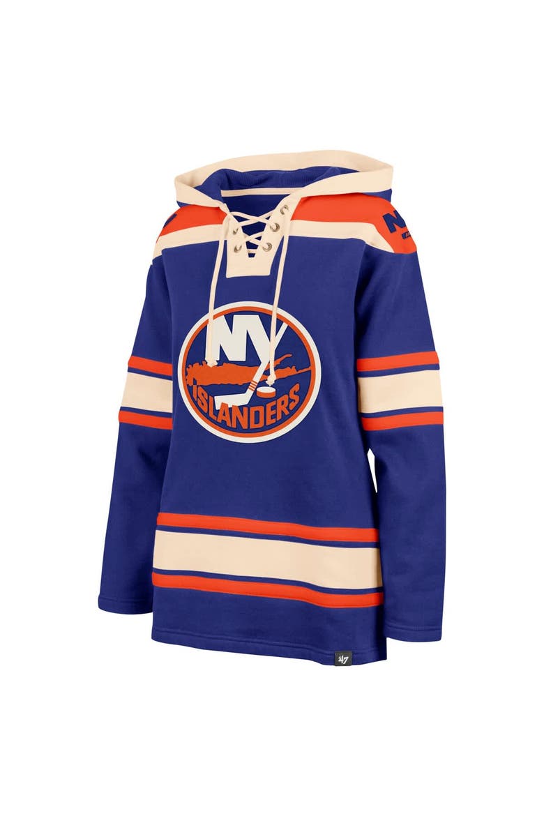 Women's '47  Royal New York Islanders Superior Lacer Pullover Hoodie, Alternate, color, Royal