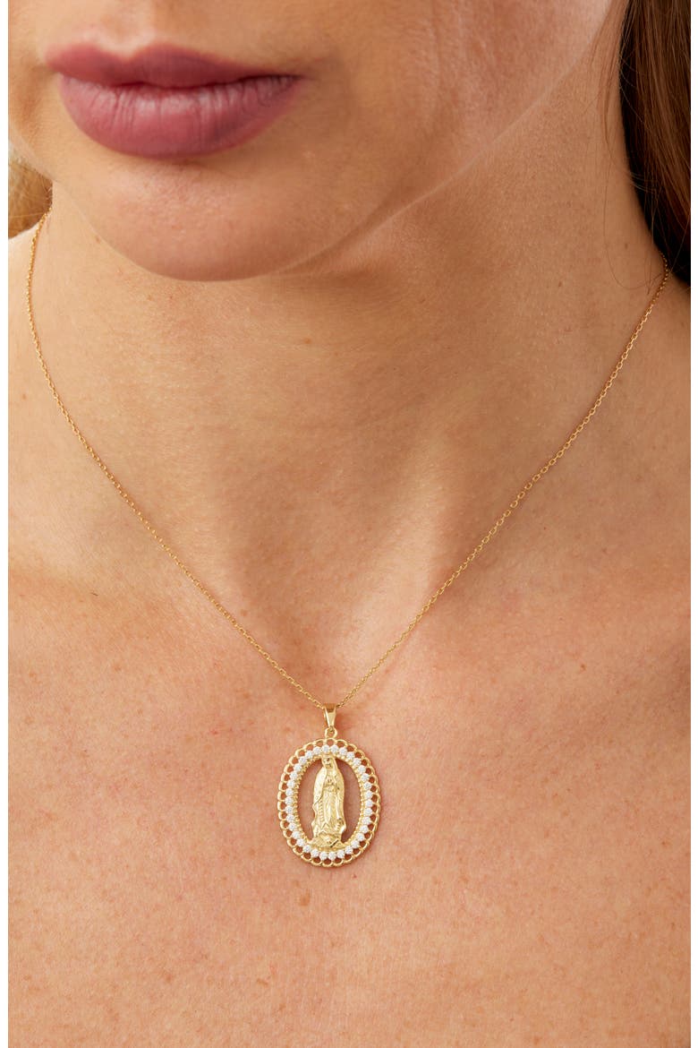 Religious Cubic Zirconia Pendant Necklace, Alternate, color, YELLOW