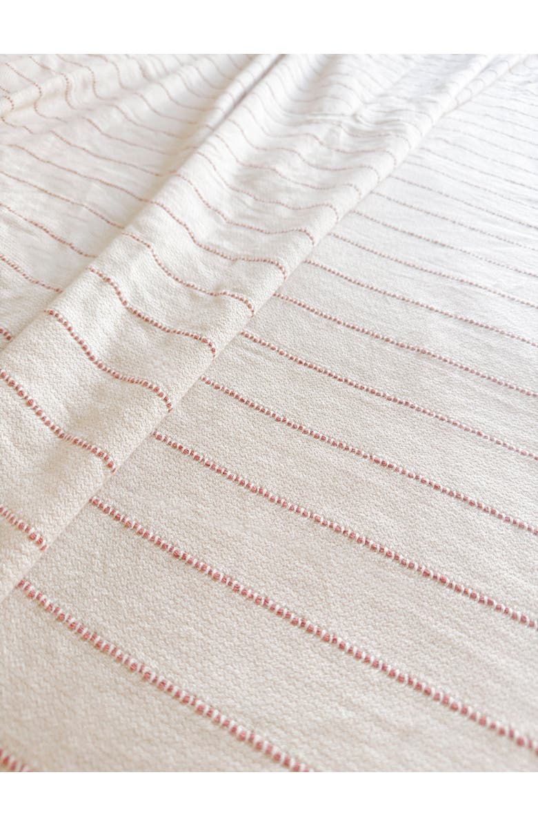 Anaya Smooth Cotton Ivory Bed Blanket with Stripes, Main, color,