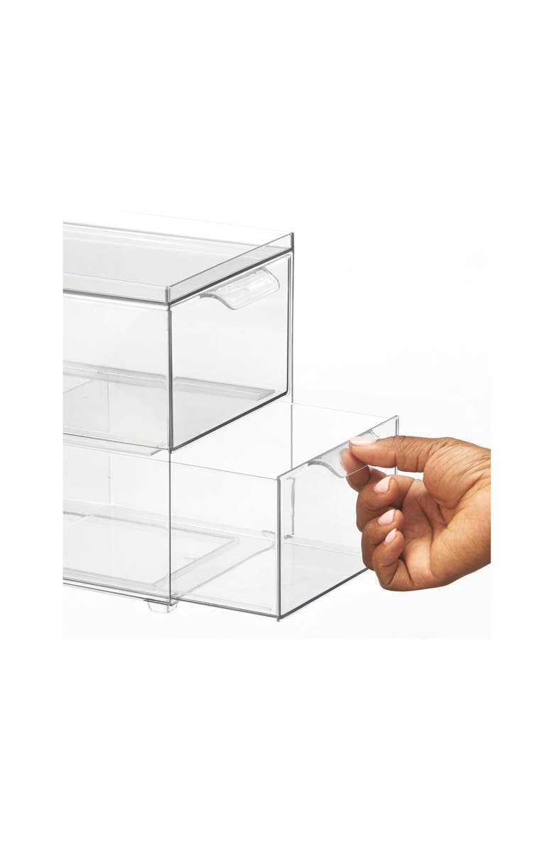 mDesign 2-Drawer Stackable Organizer for Kitchen or Pantry - Set of 4 - Clear, Alternate, color, Clear