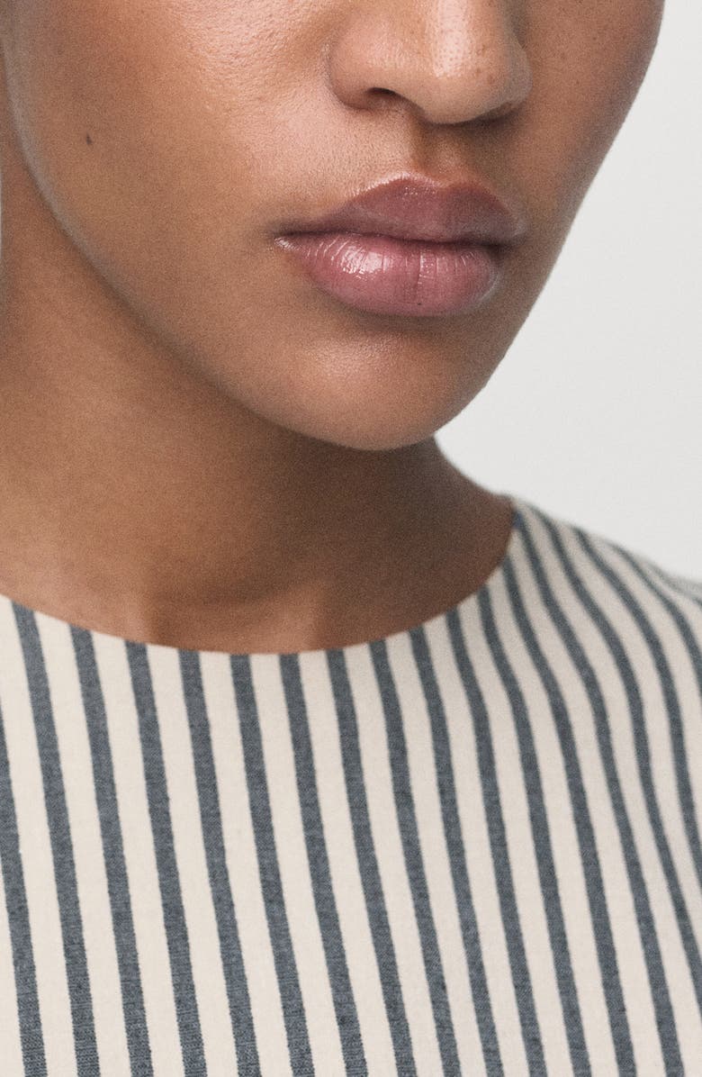 MANGO Stripe Side Button Sleeveless Crop Top, Alternate, color, Ecru