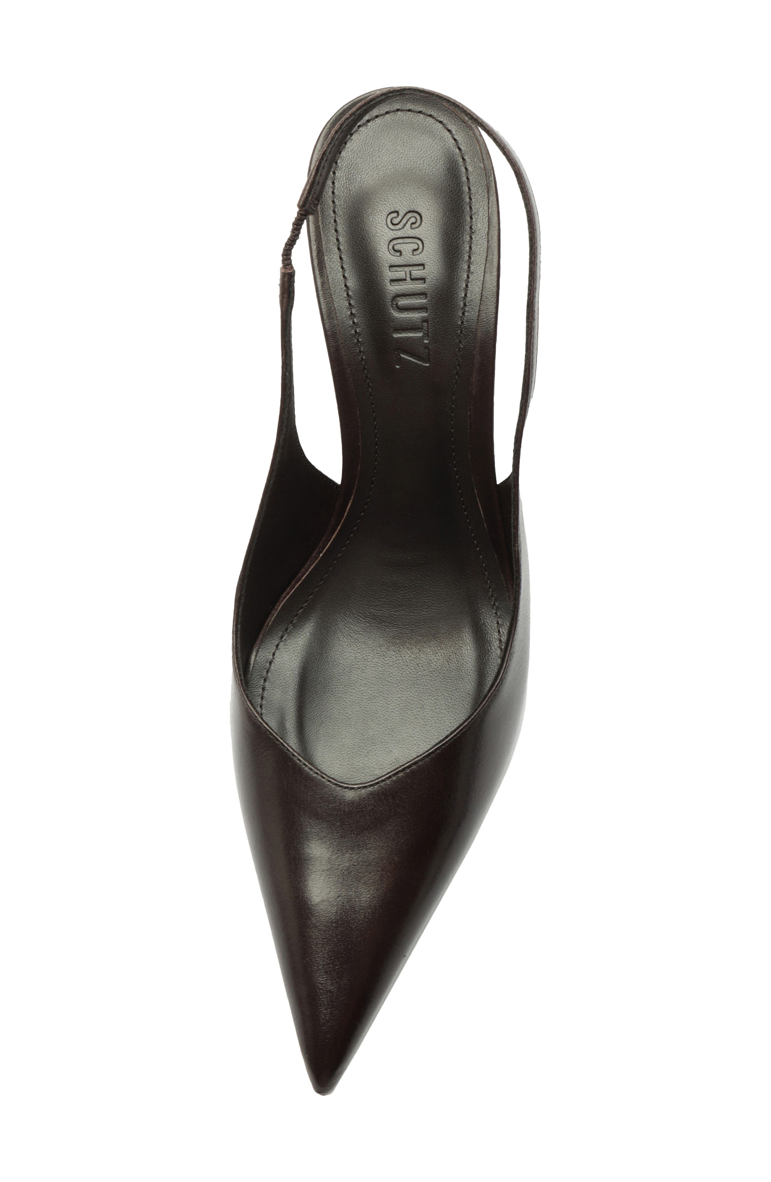 Schutz Lexi Slingback Pointed Toe Pump, Alternate, color, Dark Brown