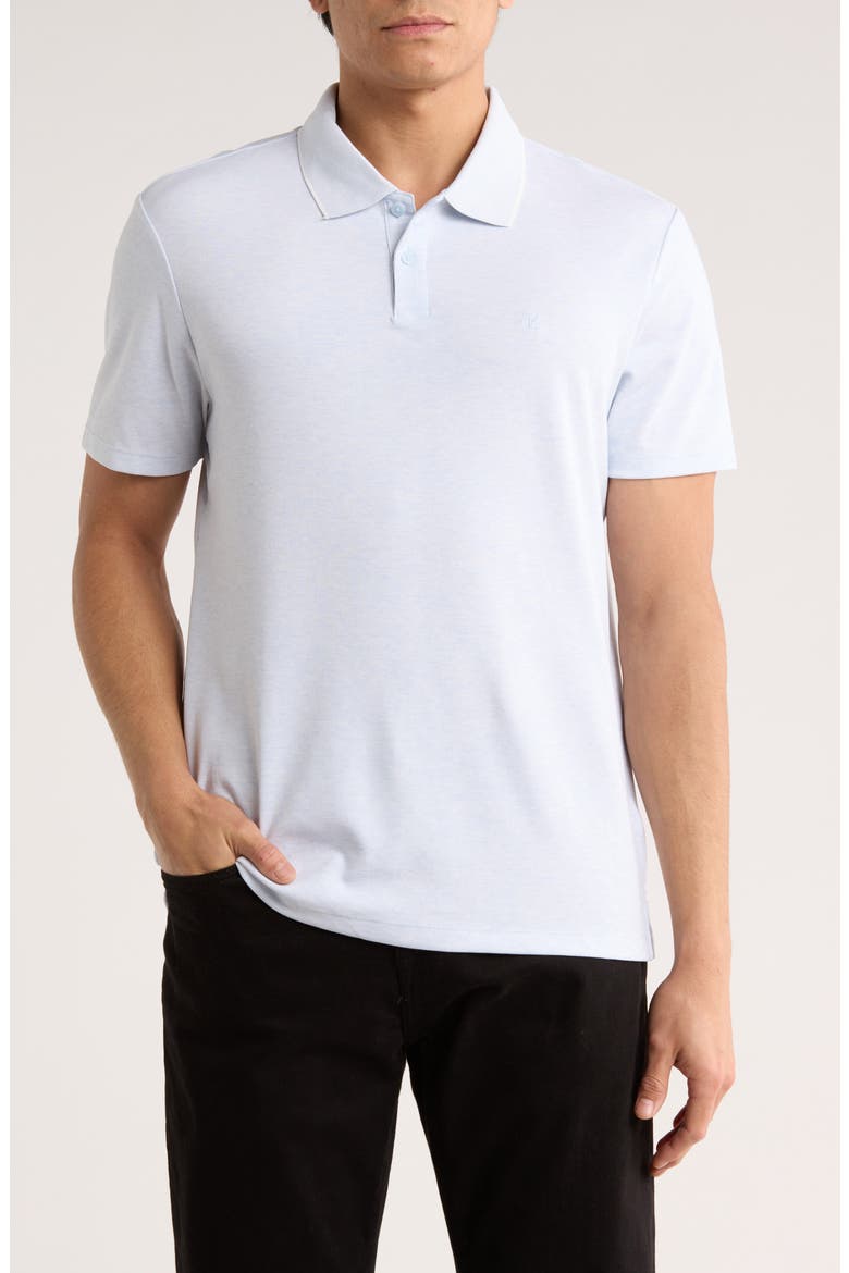 Birdseye Heather Interlock Polo, Main, color, BLUE HEATHER