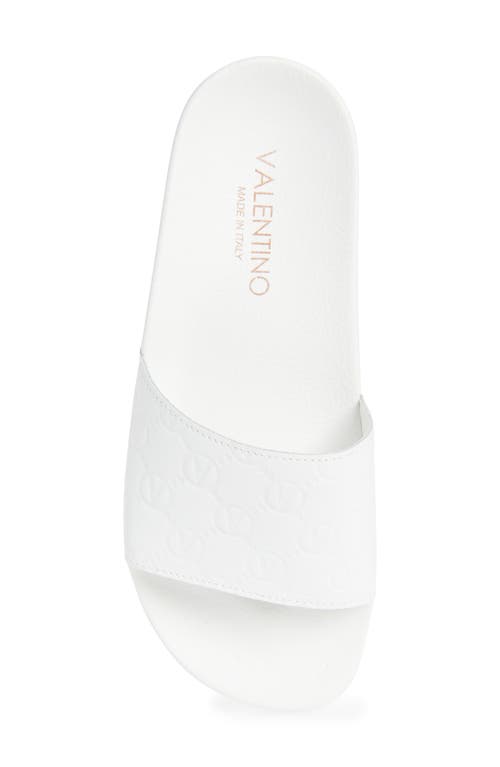 Valentino By Mario Valentino Eros Monogram Slide Sandal In White