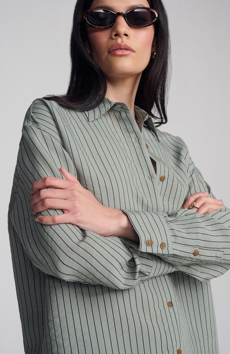 Mavi Jeans Stripe Button-Up Shirt, Alternate, color, Sea Spray Stripe