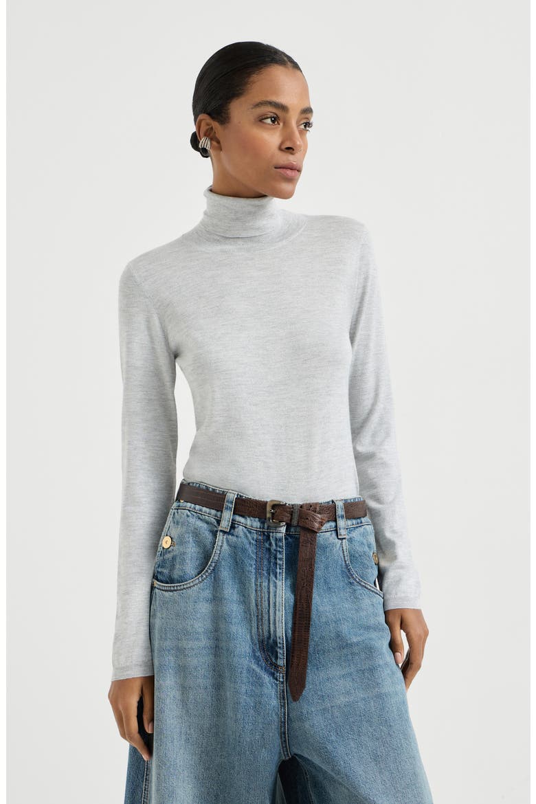 Cashmere and silk Sparkling sweater, Main, color, Light Grey