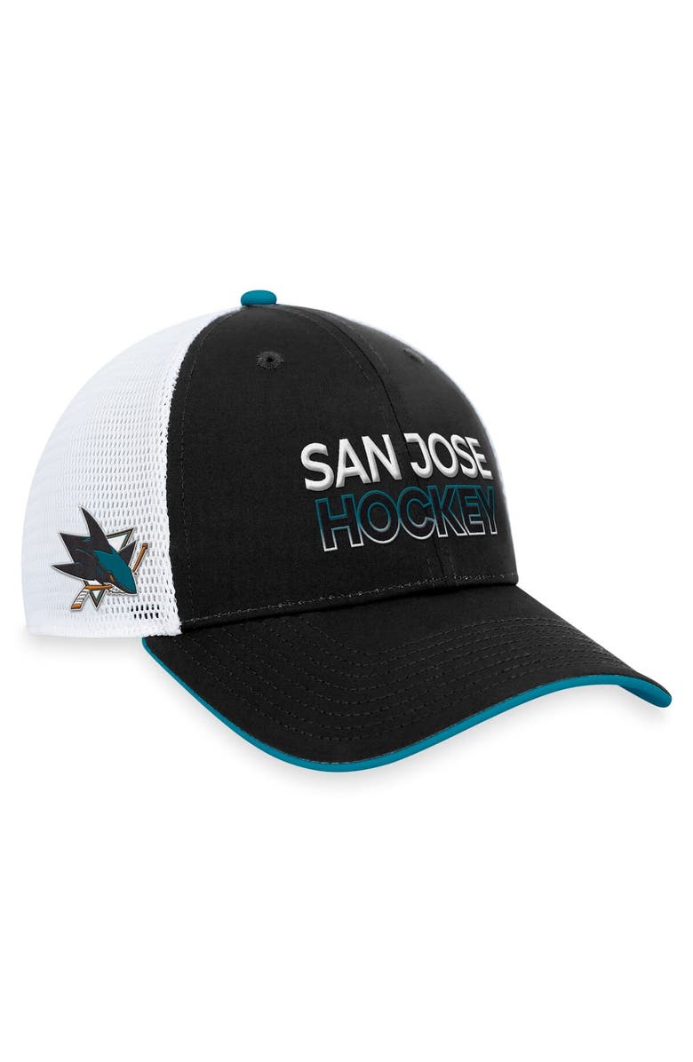 FANATICS Men's Fanatics Branded Black San Jose Sharks Authentic Pro Rink Trucker Adjustable Hat, Main, color, Black