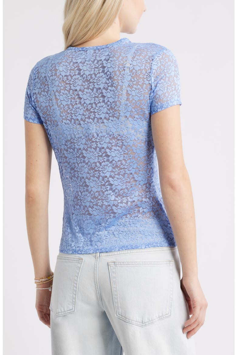 Short Sleeve Stretch Lace Top, Alternate, color, BLUE HAZE