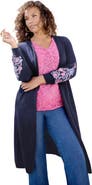 Roaman's Embroidered Duster Cardigan