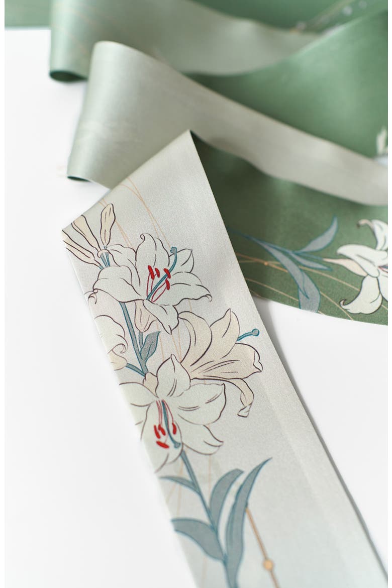 Lily Skinny Silk Scarf, Alternate, color, GREEN