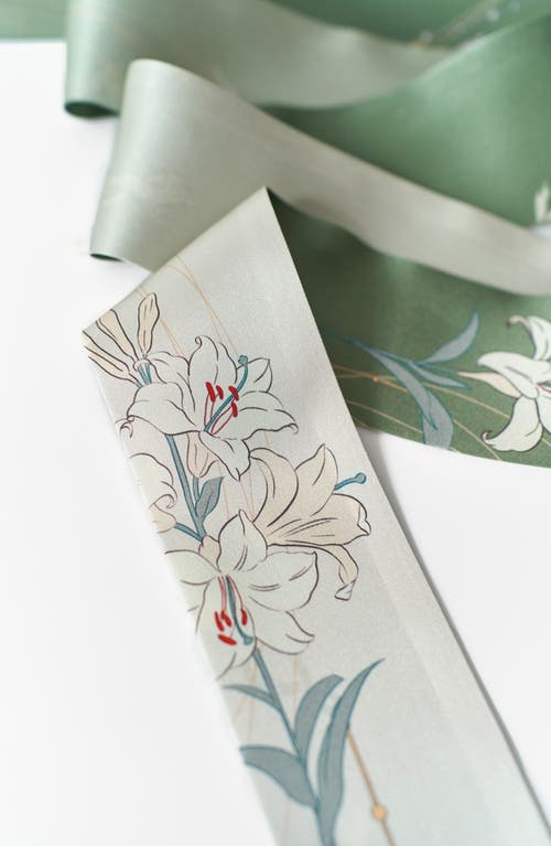 Lost Pattern Lily Skinny Silk Scarf In Green