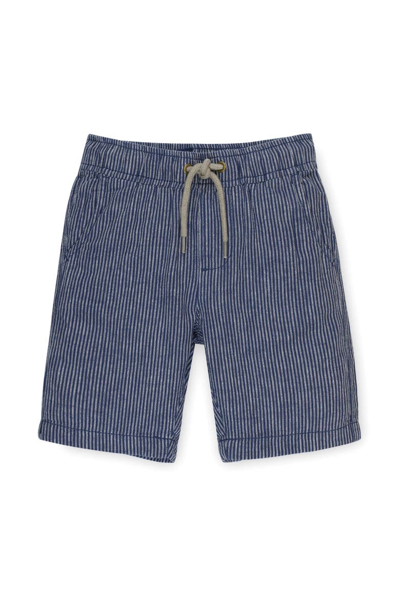 Baby Boys' Relaxed Linen Short, Infant, Main, color, Dark Blue and Linen Stripe